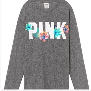 PINK VICTORIA’S SECRET CAMPUS LONG SLEEVE TEE SZ M GREY